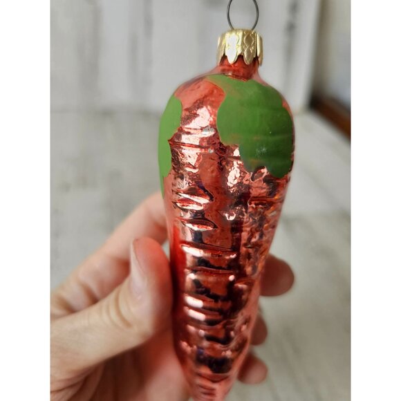 Vintage wear Germany glass carrot vegetable ornament Xmas tree - Picture 5 of 7